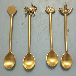 New Flatware <b>Sets</b> butterfly Gold Brass Metal <b>Tea</b> Spoon Cutlery <b>Set</b> for Restaurant - Product Image 2