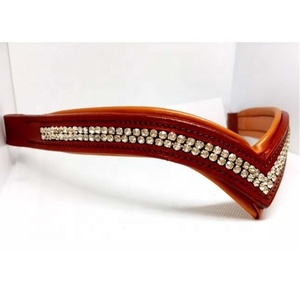 Bride de cheval de luxe de haute qualité avec bande de front en cristal clair à double rangée en cuir rembourré en cuir à canal V-S - Product Image 1