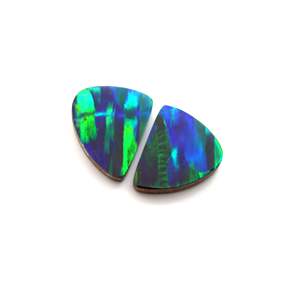 Australian Boulder Opal Bello Synthétique Opale Doublet Match Paire de Cabochons de Forme Fantaisie Pierre Naturelle Lâche - Product Image 4