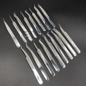 Pinzas de extensión de pestañas con agarre de diamante de acero inoxidable sostenible japonés con logotipo personalizado de alta calidad al por mayor - Product Image 5