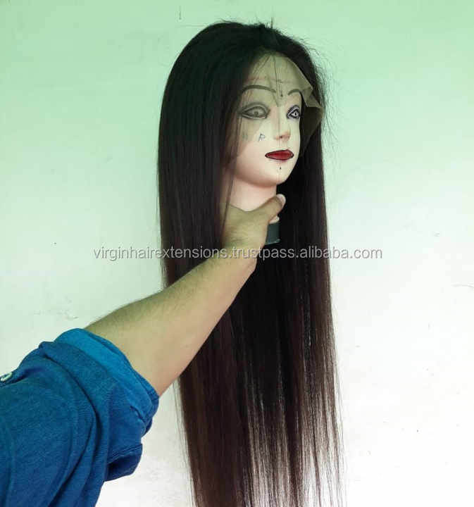 40\" Full HD Lace Wig with Remy Hair Natural Black Virgin Indian Hair Transparent for Swiss Lace Various Textures All Vendor