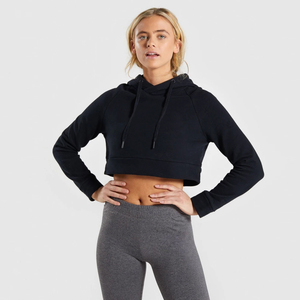 High Quality Blank Customized Logo Long Sleeve Crop <b>Top</b> Hoodie Women Cotton Casual Hoodies for Women - Product Image 2