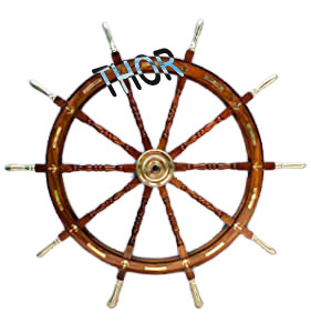 พวงมาลัยเรือโจรสลัด,ทำจากไม้งานฝีมือขนาดเต็มรูปแบบติดผนังทองเหลือง - Product Image 5