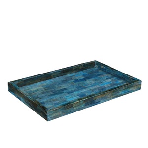 Plateau de table de décoration de fête de mariage de restaurants d'hôtel plateau de service de restauration en bois de forme rectangulaire multicolore - Product Image 1