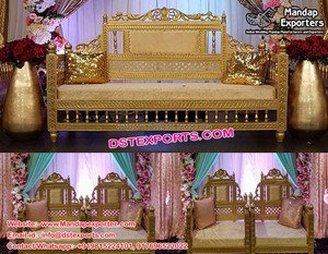 โมเดิร์นกลับสูงเฟอร์นิเจอร์งานแต่งงานชุดการออกแบบที่ทันสมัยกษัตริย์-ราชินีเฟอร์นิเจอร์ชุดหรูหราแต่งงานสีขาว-ทองชุดโซฟาสหรัฐอเมริกา - Product Image 6