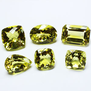 Cuarzo amarillo limón Forma mixta Tamaño calibrado Corte facetado Limón Cojín de piedras preciosas sueltas Forma de pera ovalada Gemas de piedra natal sueltas - Product Image 1