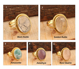 Koozeva — bijoux pour hommes, bague de naissance en quartz rose naturel, ensemble de collier plaqué or/argent, ajustable, à la mode, nouvelle collection - Product Image 2