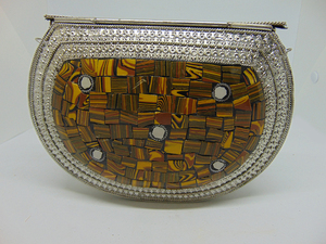 Women Crystal Evening <b>Purse</b> Metal Flap Clutch for Wedding Party by Lowellcraft.com - Product Image 6