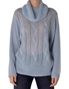 Jersey informal con cuello vuelto para mujer, suéter de invierno de talla grande, tejido de Cable de Color sólido con decoración de botones - Product Image 2