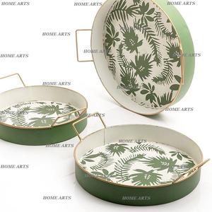 Ensemble de 3 plateaux de service de dattes de dessert de couleur différente en fer plateau de service de nourriture de forme ronde pour l'utilisation de mariage - Product Image 4