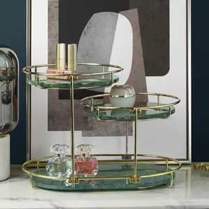 ORGANISATEURS COSMÉTIQUES EN MÉTAL MARBRE NATUREL ORGANISATEURS DE MAQUILLAGE POUR SALLE DE BAIN CHARIOT DE BAR - Product Image 4