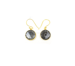 Boucles d'oreilles créoles épaisses faites à la main en quartz solaire plaqué or avec CZ, pierres précieuses naturelles multicolores tendance, connecteurs en zircon cubique, rondes de 14 mm - Product Image 1