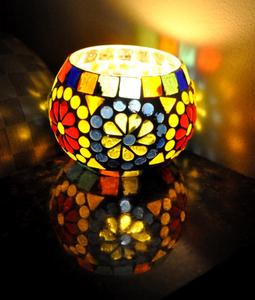 Juego de 2 Portavelas de Cristal Mosaico Multicolor, Portavelas Decorativos, Centro de Mesa, Decoración del Hogar - Product Image 3