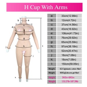 URCHOICE - Prótesis <span class=keywords><strong>de</strong></span> Senos <span class=keywords><strong>de</strong></span> Silicona para Hombre, Talla Grande H G, Traje <span class=keywords><strong>de</strong></span> Cuerpo Entero <span class=keywords><strong>de</strong></span> Silicona con Brazos, para Crossdresser, Travesti - Product Image 5