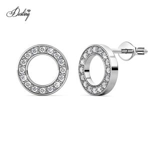 Orecchini minimalisti a forma di cerchio scintillante impreziositi da cristalli <span class=keywords><strong>Swarovski</strong></span> in argento Sterling 925 dasini <span class=keywords><strong>gioielli</strong></span> <span class=keywords><strong>donna</strong></span> - Product Image 4