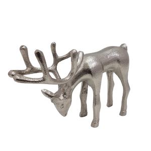 Decoración navideña, escultura decorativa de aluminio de Reno, Plata plateada en níquel para interiores, hecha a mano, personalizada - Product Image 1