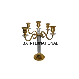 Porte-bougie en métal au design élégant et décoratif, pour les fêtes de Noël, célébrations, maison, style occidental, plaqué or, 5 bras - Product Image 1