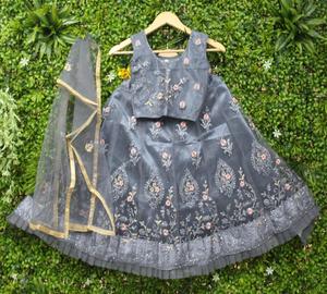 WEDDING <b>CROP</b> <b>TOP</b> SKIRT / <b>LEHENGA</b> CHOLI EMBROIDERY WORK PARTY KIDS Wear for GIRLS Dresses Kids Shopping WHOLESALE - Product Image 4