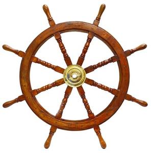 Decorative Brass Nautical Ship Wheel With Accents Boat's Wheel 30 Inches Ship Wheel Wooden Brass <b>Pirate</b> Boat Nautical Wall Home - Product Image 5