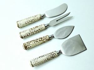 Juego de queso de acero inoxidable con mango de resina antigua, juego de herramientas de cocina de 3 piezas, cuchillo de queso para café, herramientas de regalo de polietileno, cocina casera - Product Image 5