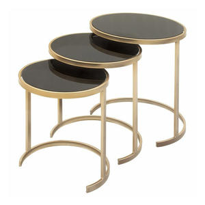 2025 prix Table basse en métal de conception antique faite à la main avec dessus rond et base en métal pour salon Table basse latérale moderne - Product Image 1