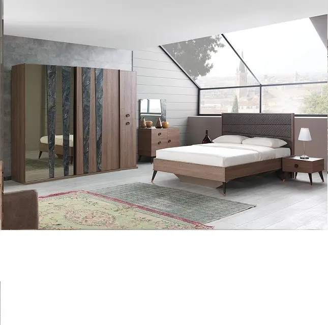 Luxury Bedroom Sets Doors Wardrobe European Design 2 Meter or 2,5 Meter Home Furniture Wood Modern Carton Box Chipboard E-1
