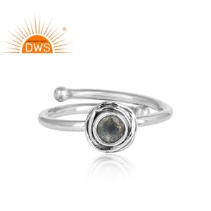 Bague en labradorite éclatante en argent sterling 925, forme ronde, style classique indien fait main pour mariage, certifiée - Product Image 2
