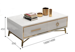 Thiết kế hiện đại vàng bóng trắng độc đáo Tủ TV đứng và Bàn cà phê thiết lập - Product Image 2