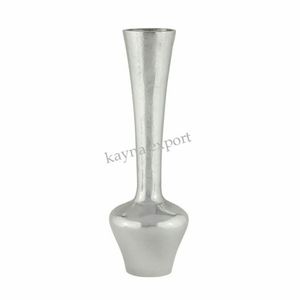 Vase à fleurs en métal aluminium de forme longue Design élégant nickelé pour le sol de la table, la maison et le jardin Décoration pour la plantation - Product Image 1