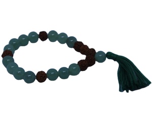 Pulsera elástica de cuentas para mujer, brazalete de nailon, cadena elástica, Rudraksha, Aventurina - Product Image 2
