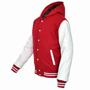 Veste universitaire à capuche en laine avec logo personnalisé et manches en cuir uniforme de baseball d'hiver formel respirant et coupe-vent - Product Image 5