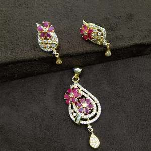 Pendentif avec pendentif AD, ensemble élégant et dernier Design, pour femmes et filles, nouvelle collection - Product Image 1