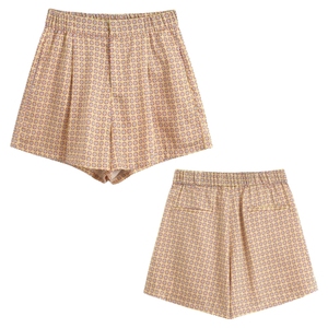 Pantalones cortos informales de pierna ancha para mujer Tallas grandes Nuevos estilos Cintura elástica Rayas Técnicas lavadas transpirables de moda - Product Image 6