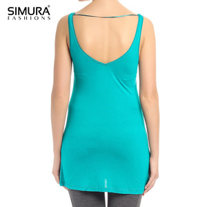 SIMURA Women's Solid Color Scoop Neck <b>Knitted</b> <b>Tank</b> <b>Top</b> Quick Dry Breathable Eco-Friendly Polyester/Cotton Casual Fitness Wear - Product Image 4