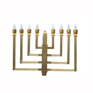 Handmade Extra <b>Large</b> 9 Branch Brass Electric Menorah Matt Finishing Chanuka Gold Plated Hanukkah <b>Candle</b> Holders Menorahs - Product Image 2