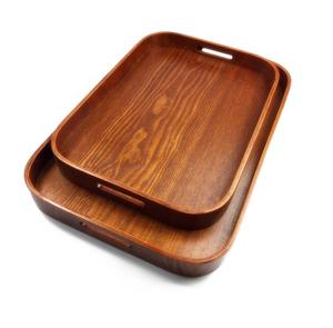 Plateau de service en bois d'acacia unique du fabricant avec poignée en métal Nouveau design Plateau de table en bois - Product Image 1