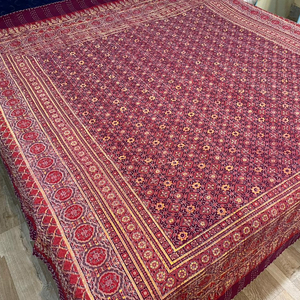 Ajrakh-colcha de algodón con estampado floral, colcha India hecha a mano - Product Image 1