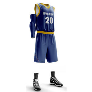 Uniformes de baloncesto de alta calidad, diseño personalizado, 100% poliéster, logo de sarga, venta al por mayor - Product Image 2