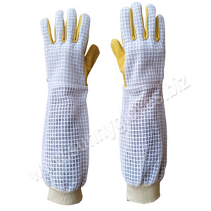 Guantes de apicultura prémium con manga de malla de 3 capas, completamente ventilados, mano con piel de vaca, Palma de cuero - Product Image 3