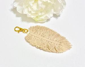 Gold Feather Tassel Keychain/ Feather Macrame Keychain - Product Image 1