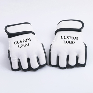 Gants de grappling MMA professionnels de haute qualité demi-doigt en cuir véritable conception de Logo personnalisé - Product Image 4
