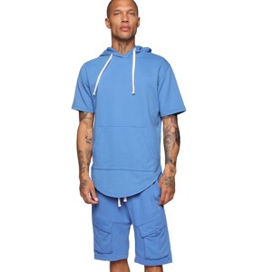 ขายส่งใหม่ออกแบบแขนสั้น Streetwear Hoodie เหงื่อกางเกงขาสั้นฤดูร้อนสั้นชุดสำหรับชาย - Product Image 5