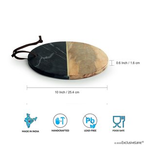 บอร์ดสับกลมทำจากหินอ่อนและทองเหลือง,บอร์ด Inlayed Olive Mini Round Beach เขียงไม้และเขียงสำหรับห้องครัว - Product Image 5