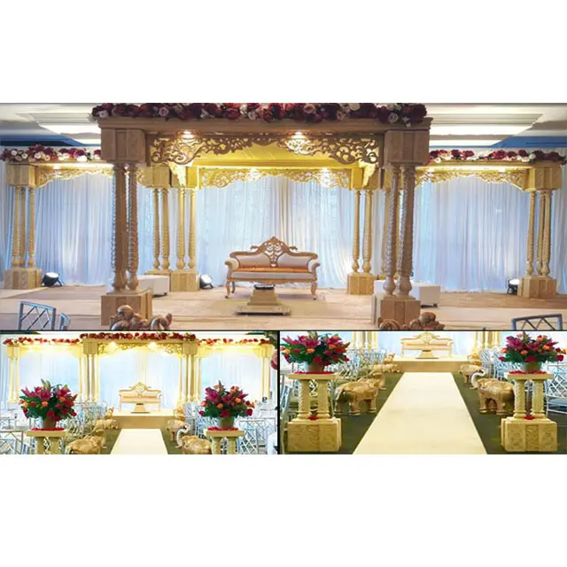 Grand Triveni Fiber Hochzeit Mandap USA Hindu Hochzeit Triple Pole Fiber Mandap Texas Indische Hochzeit Triveni Fiber Mandap