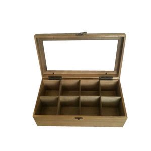 Scatola per Tè in Legno a 8 Scomparti con Coperchio in <span class=keywords><strong>Vetro</strong></span>, Contenitore Multiuso con Divisori Rimovibili, Custodia per Ricordi con Coperchio Trasparente e Chiusura - Product Image 3