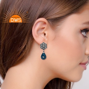 Pendientes colgantes de plata de ley oxidada para mujer, diseño esmaltado a mano, fabricante de joyería de plata 925 - Product Image 4