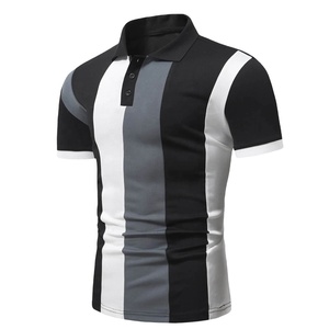 Venta al por mayor de camisetas de verano Ropa de los hombres de ajuste clásico de manga corta estilo a rayas de algodón suave ropa de gimnasio estilo retro Polo camisetas - Product Image 2