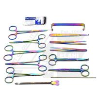Perlengkapan Anatomi Lanjutan 2026 24pcs Alat Manual Premium Baja Tahan Karat Titanium Kotak Warna Pelangi Instrumen Bedah Dasar