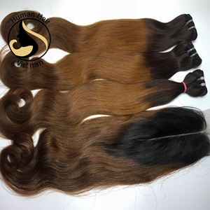 Extensions de cheveux vierges vietnamiens, Extensions de cheveux naturels, cuticules façonnées, avec Closure, ombré 1b/30, nouveau produit, - Product Image 2