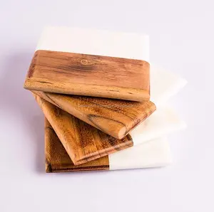 Umwelt freundliche Marmor Holz Antihaft Naturstein Tee tasse Untersetzer Großhandel Holz Tee Untersetzer
